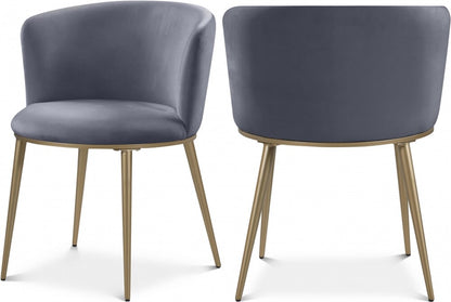 Meridian Furniture - Skylar Grey Velvet Dining Chair (Set of 2) - 965Grey-C veiw 5