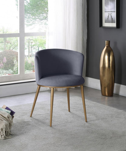 Meridian Furniture - Skylar Grey Velvet Dining Chair (Set of 2) - 965Grey-C veiw 6