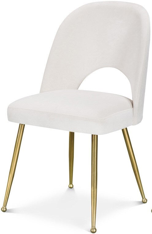 Meridian Furniture - Logan Cream Velvet Dining Chair (Set of 2) - 990Cream-C veiw 1