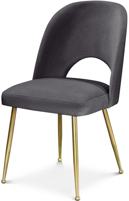 Meridian Furniture - Logan Grey Velvet Dining Chair (Set of 2) - 990Grey-C veiw 1