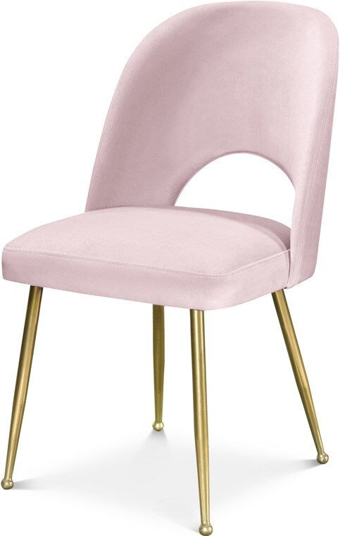 Meridian Furniture - Logan Pink Velvet Dining Chair (Set of 2) - 990Pink-C veiw 1