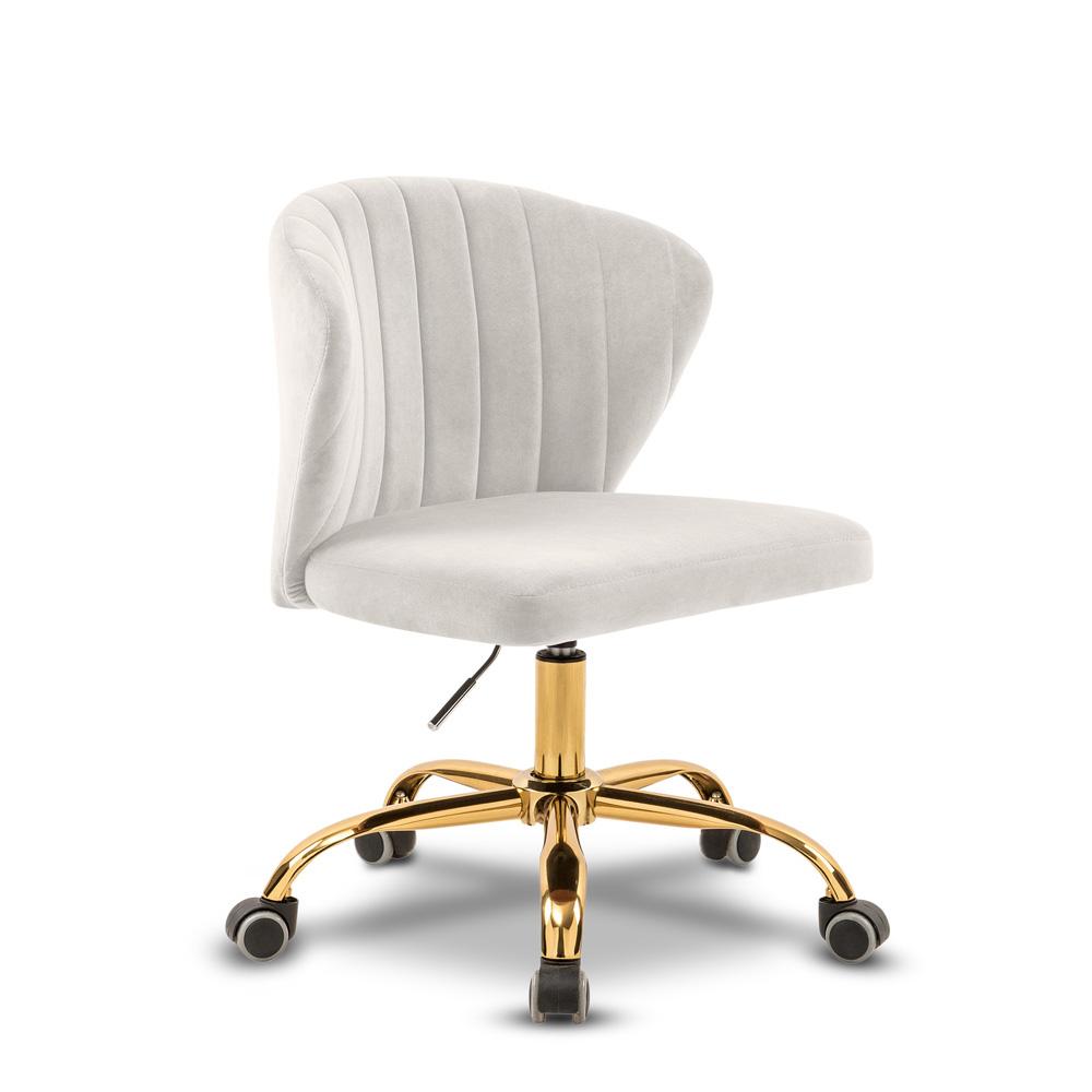 Meridian Furniture - Finley Cream Velvet Office Chair - 165Cream veiw 1