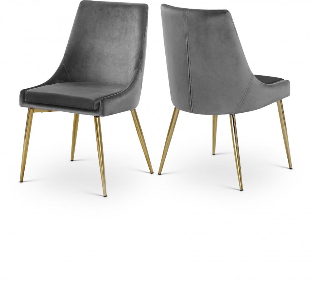 Meridian Furniture - Karina Grey Velvet Dining Chair (Set of 2) - 783Grey-C veiw 4