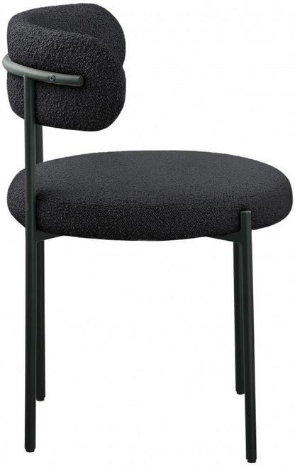 Meridian Furniture - Beacon Black Boucle Fabric Dining Chair (Set of 2) - 880Black-C veiw 2