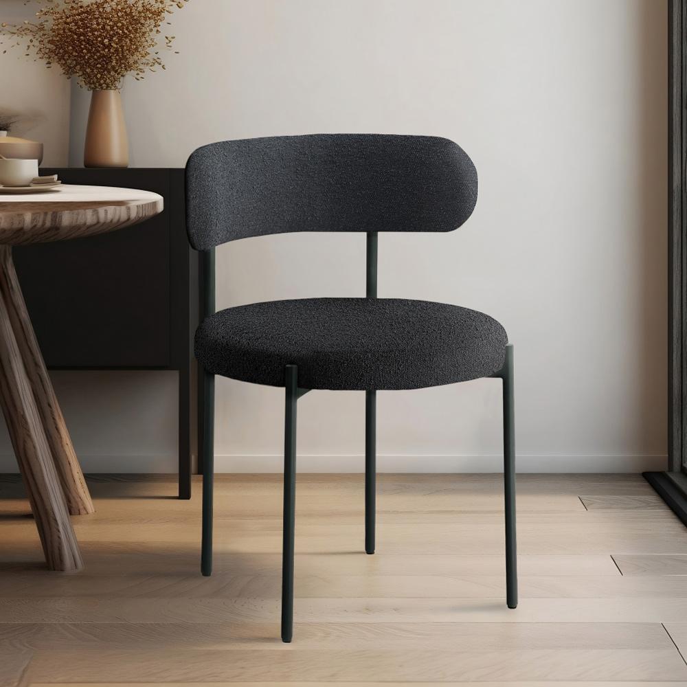 Meridian Furniture - Beacon Black Boucle Fabric Dining Chair (Set of 2) - 880Black-C veiw 6