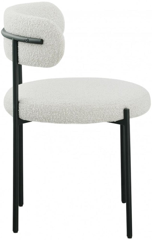 Meridian Furniture - Beacon Cream Boucle Fabric Dining Chair (Set of 2) - 880Cream-C veiw 2