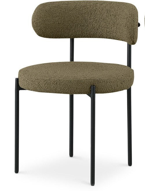 Meridian Furniture - Beacon Olive Green Boucle Fabric Dining Chair (Set of 2) - 880Olive-C veiw 1