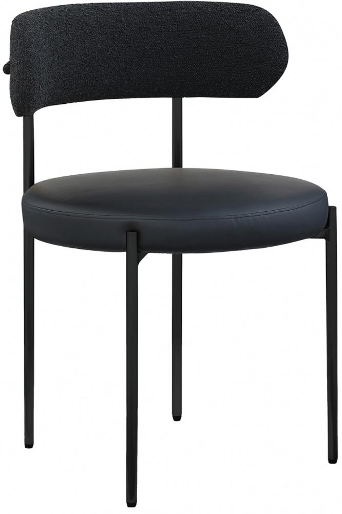 Meridian Furniture - Beacon Black Vegan Leather and Boucle Fabric Dining Chair (Set of 2) - 881Black-C veiw 1
