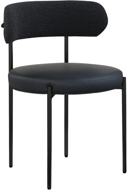 Meridian Furniture - Beacon Black Vegan Leather and Boucle Fabric Dining Chair (Set of 2) - 881Black-C veiw 1