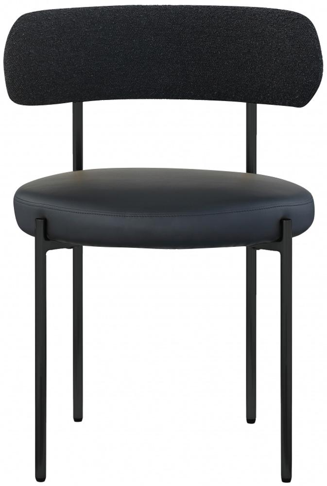 Meridian Furniture - Beacon Black Vegan Leather and Boucle Fabric Dining Chair (Set of 2) - 881Black-C veiw 3