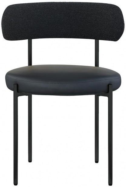 Meridian Furniture - Beacon Black Vegan Leather and Boucle Fabric Dining Chair (Set of 2) - 881Black-C veiw 3