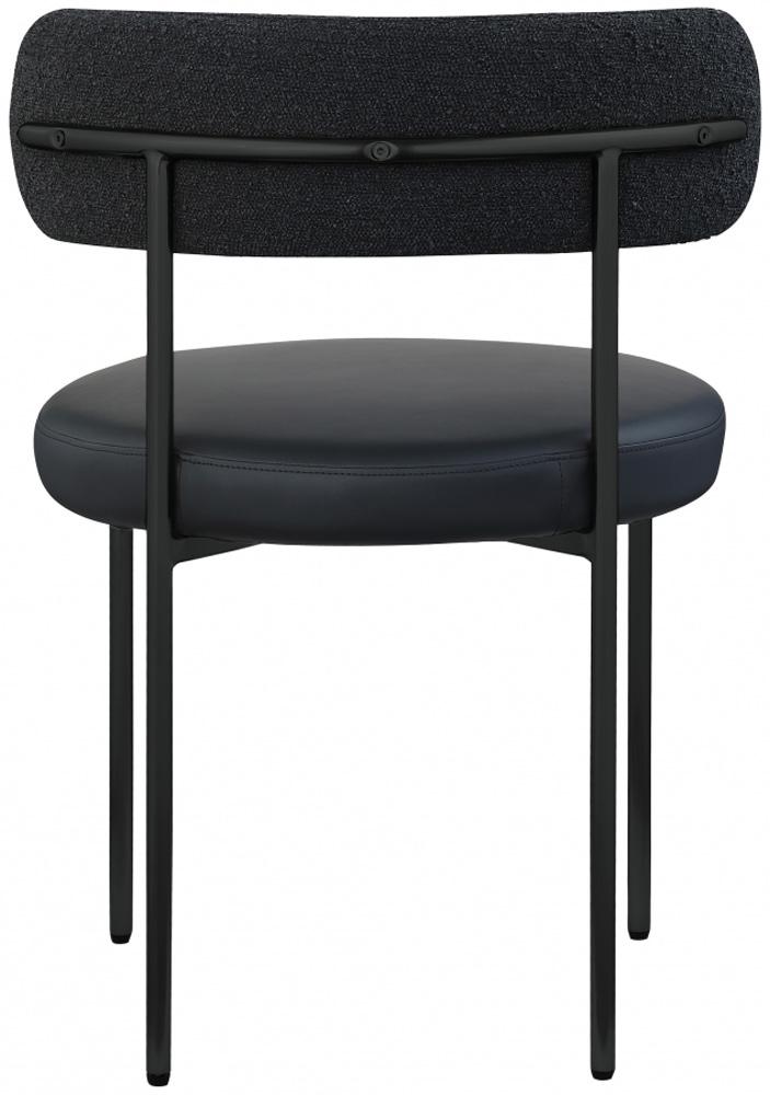 Meridian Furniture - Beacon Black Vegan Leather and Boucle Fabric Dining Chair (Set of 2) - 881Black-C veiw 4