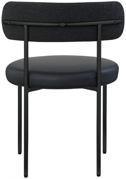 Meridian Furniture - Beacon Black Vegan Leather and Boucle Fabric Dining Chair (Set of 2) - 881Black-C veiw 4