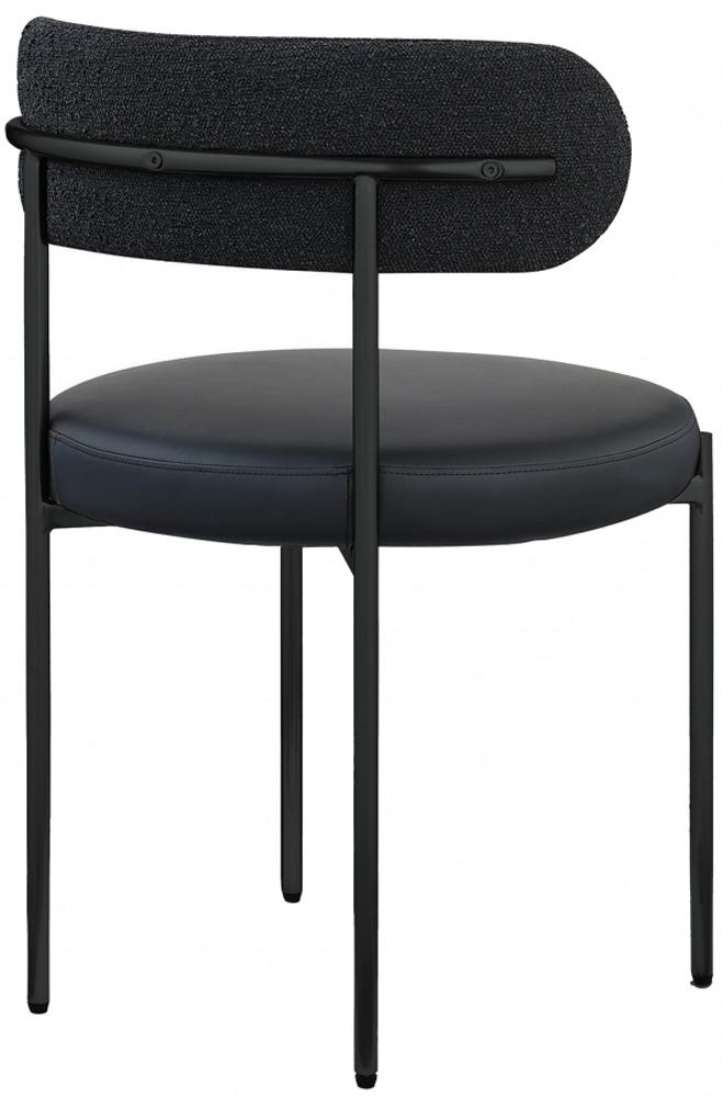 Meridian Furniture - Beacon Black Vegan Leather and Boucle Fabric Dining Chair (Set of 2) - 881Black-C veiw 5