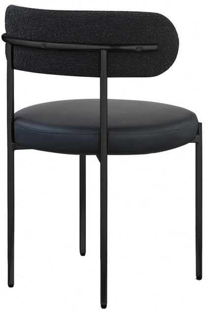 Meridian Furniture - Beacon Black Vegan Leather and Boucle Fabric Dining Chair (Set of 2) - 881Black-C veiw 5