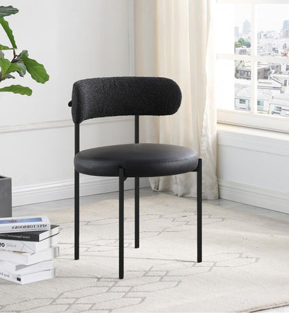 Meridian Furniture - Beacon Black Vegan Leather and Boucle Fabric Dining Chair (Set of 2) - 881Black-C veiw 6