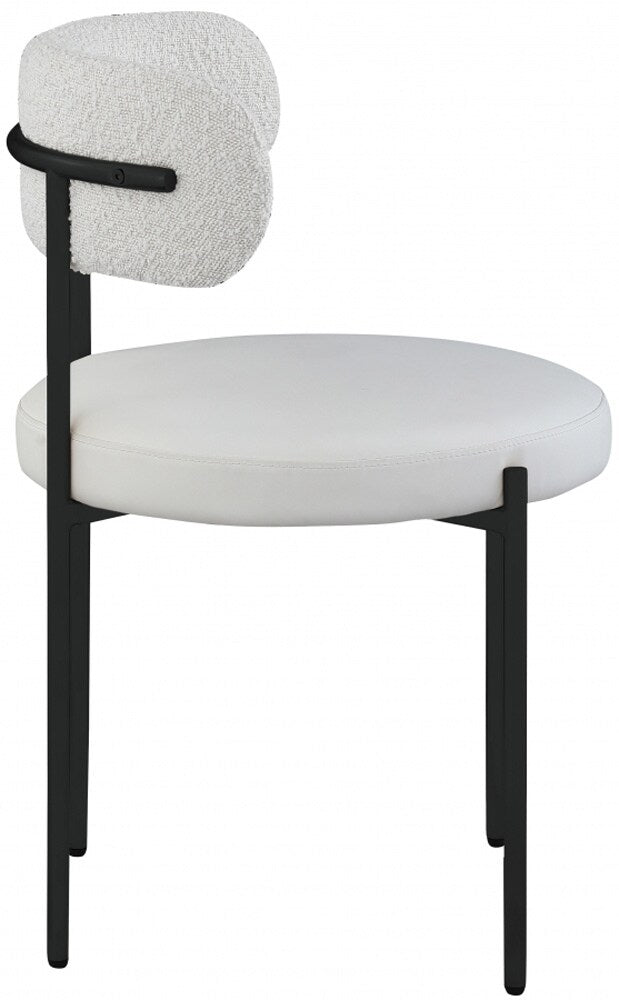 Meridian Furniture - Beacon Cream Vegan Leather and Boucle Fabric Dining Chair (Set of 2) - 881Cream-C veiw 2