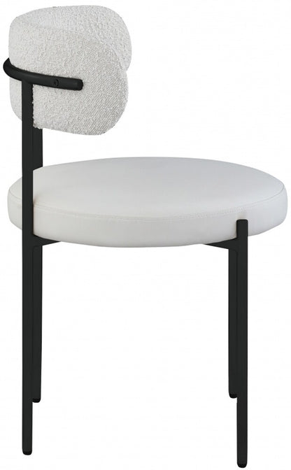Meridian Furniture - Beacon Cream Vegan Leather and Boucle Fabric Dining Chair (Set of 2) - 881Cream-C veiw 2