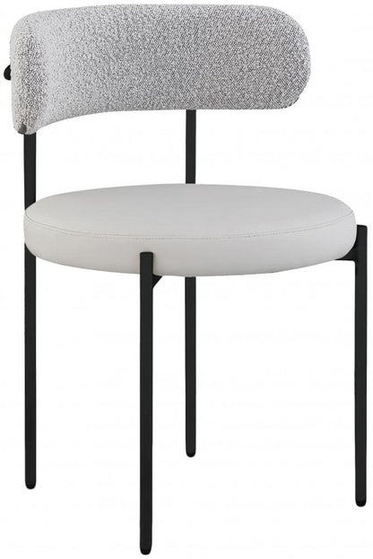 Meridian Furniture - Beacon Taupe Vegan Leather and Boucle Fabric Dining Chair (Set of 2) - 881Taupe-C veiw 1