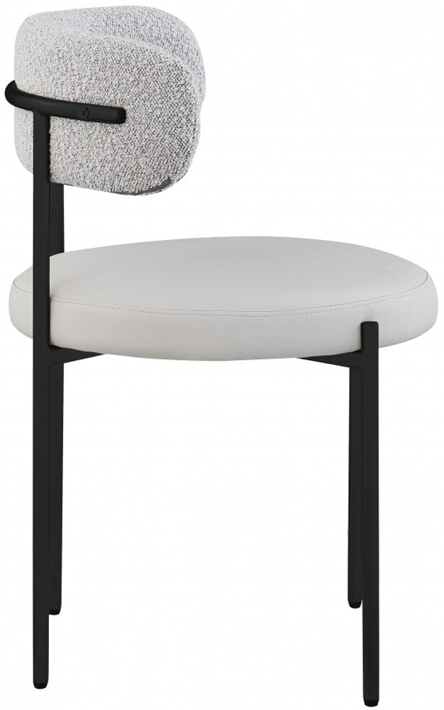 Meridian Furniture - Beacon Taupe Vegan Leather and Boucle Fabric Dining Chair (Set of 2) - 881Taupe-C veiw 2