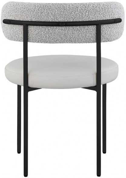 Meridian Furniture - Beacon Taupe Vegan Leather and Boucle Fabric Dining Chair (Set of 2) - 881Taupe-C veiw 3