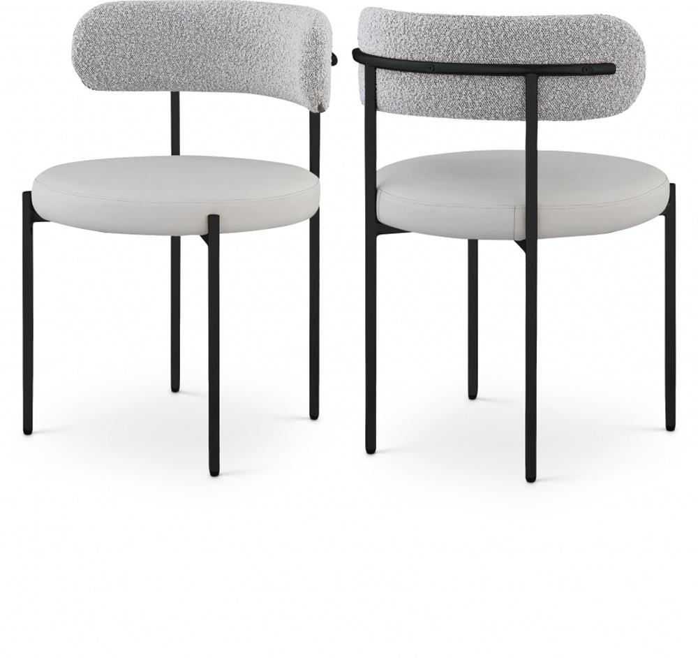Meridian Furniture - Beacon Taupe Vegan Leather and Boucle Fabric Dining Chair (Set of 2) - 881Taupe-C veiw 5