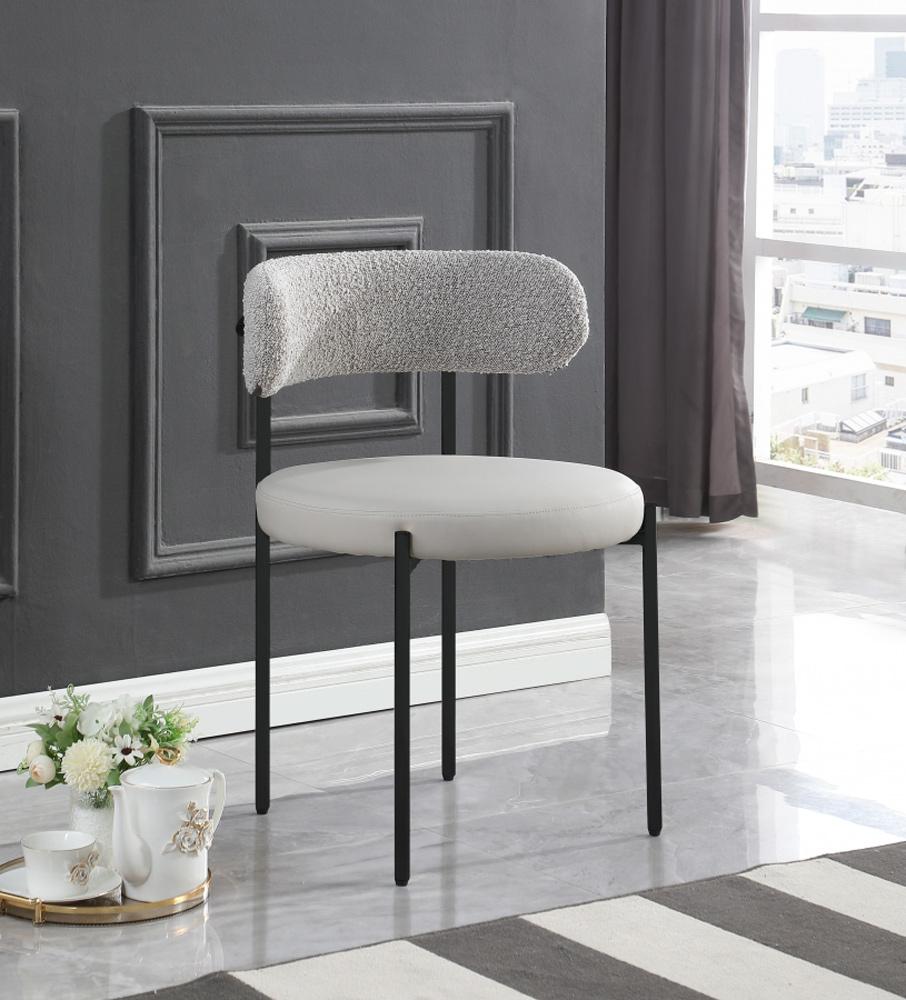 Meridian Furniture - Beacon Taupe Vegan Leather and Boucle Fabric Dining Chair (Set of 2) - 881Taupe-C veiw 6