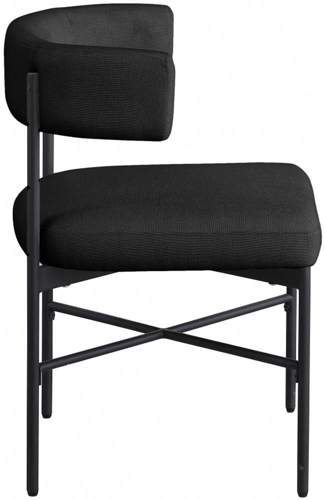 Meridian Furniture - Rivage Black Durable Linen Textured Fabric Dining Chair (Set of 2) - 928Black-C veiw 2