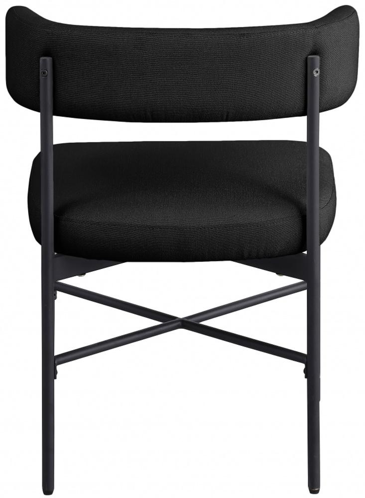 Meridian Furniture - Rivage Black Durable Linen Textured Fabric Dining Chair (Set of 2) - 928Black-C veiw 3
