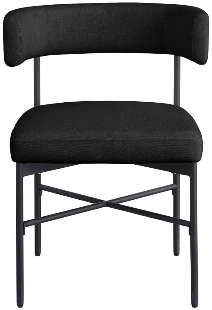 Meridian Furniture - Rivage Black Durable Linen Textured Fabric Dining Chair (Set of 2) - 928Black-C veiw 4