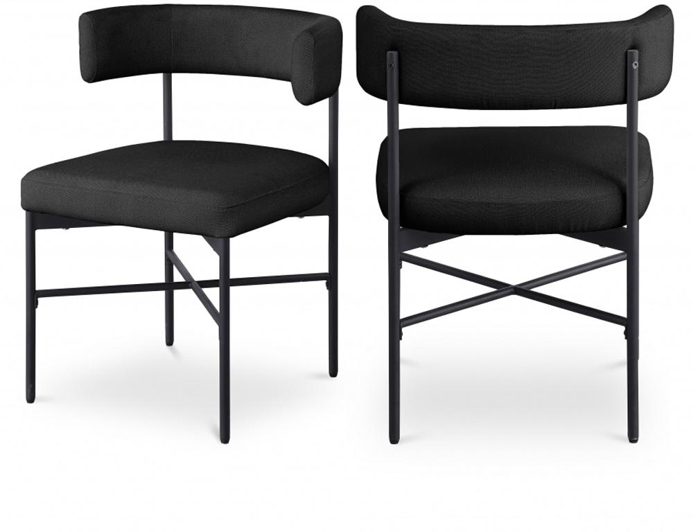 Meridian Furniture - Rivage Black Durable Linen Textured Fabric Dining Chair (Set of 2) - 928Black-C veiw 5