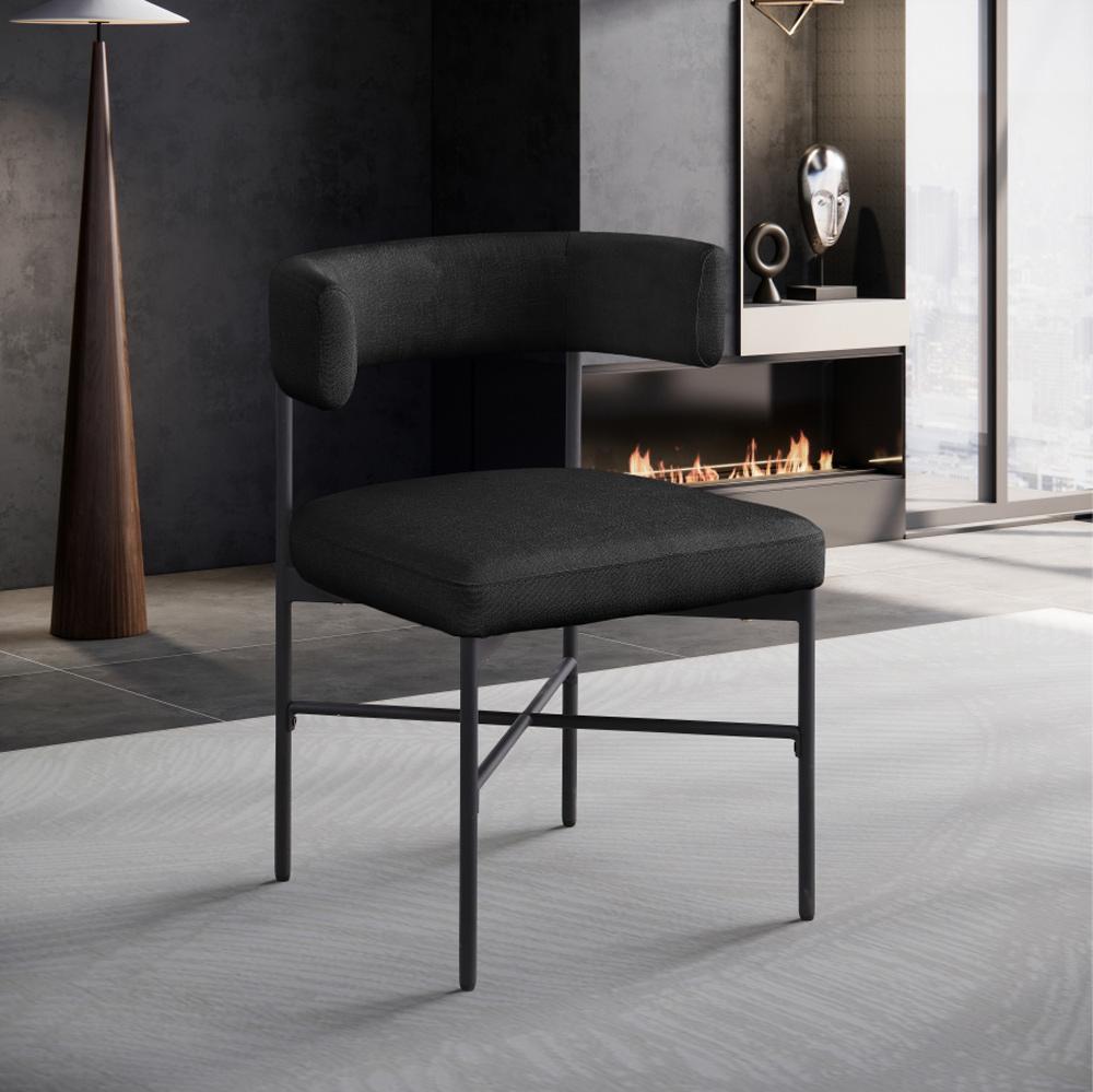 Meridian Furniture - Rivage Black Durable Linen Textured Fabric Dining Chair (Set of 2) - 928Black-C veiw 6