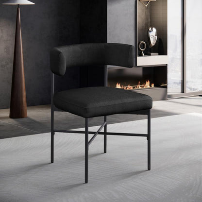 Meridian Furniture - Rivage Black Durable Linen Textured Fabric Dining Chair (Set of 2) - 928Black-C veiw 6