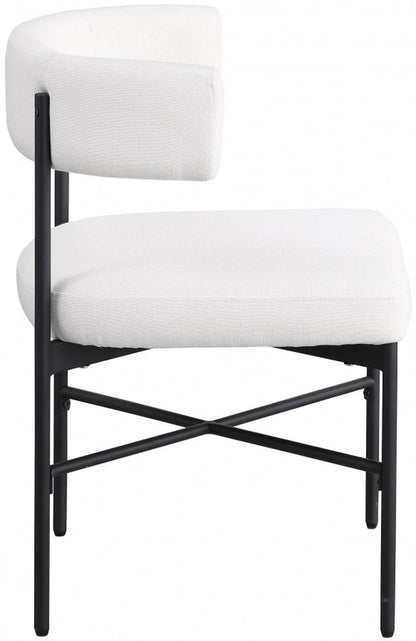 Meridian Furniture - Rivage Cream Durable Linen Textured Fabric Dining Chair (Set of 2) - 928Cream-C veiw 2