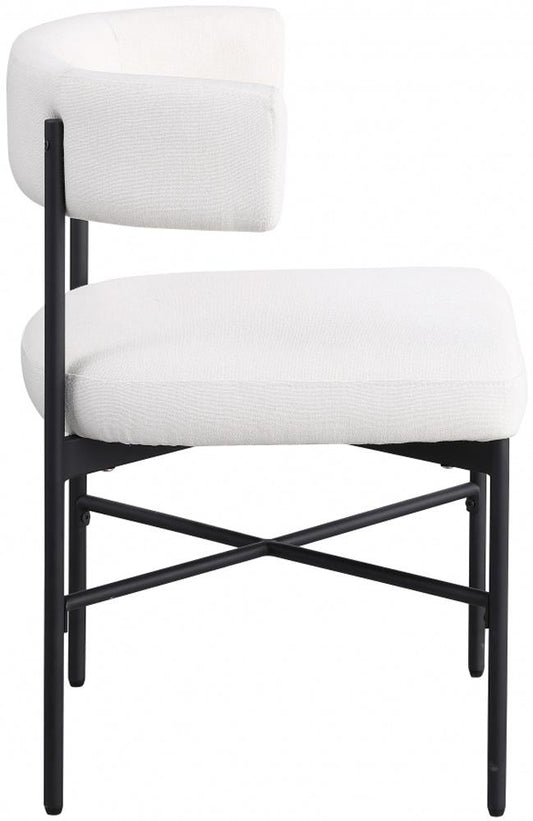 Meridian Furniture - Rivage Cream Durable Linen Textured Fabric Dining Chair (Set of 2) - 928Cream-C veiw 2