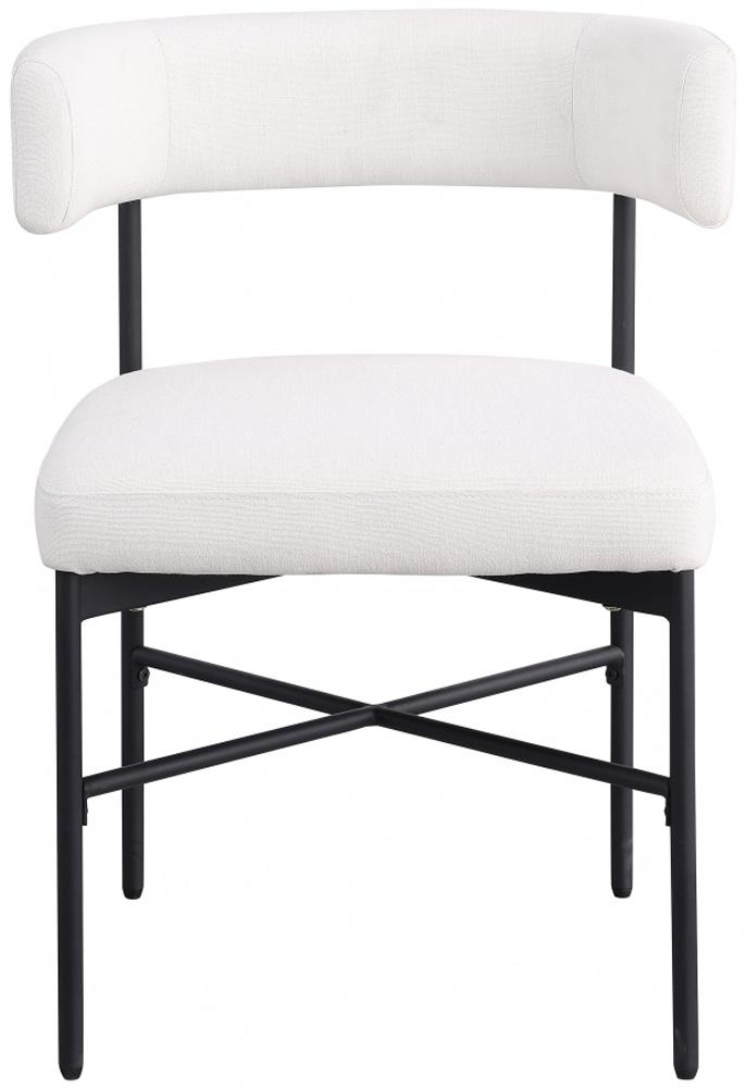 Meridian Furniture - Rivage Cream Durable Linen Textured Fabric Dining Chair (Set of 2) - 928Cream-C veiw 3