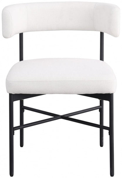 Meridian Furniture - Rivage Cream Durable Linen Textured Fabric Dining Chair (Set of 2) - 928Cream-C veiw 3