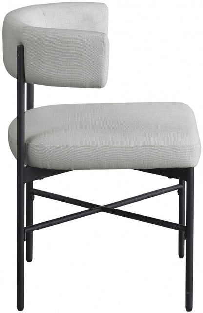 Meridian Furniture - Rivage Light Grey Durable Linen Textured Fabric Dining Chair (Set of 2) - 928Grey-C veiw 2