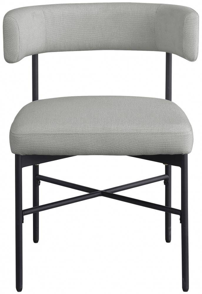Meridian Furniture - Rivage Light Grey Durable Linen Textured Fabric Dining Chair (Set of 2) - 928Grey-C veiw 3