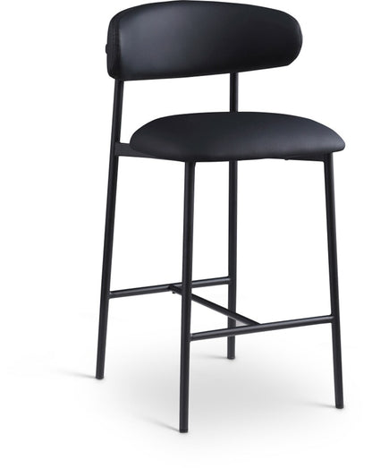 Meridian Furniture - Lupita Black Vegan Leather Counter Stool (Set of 2) - 996Black-C veiw 1