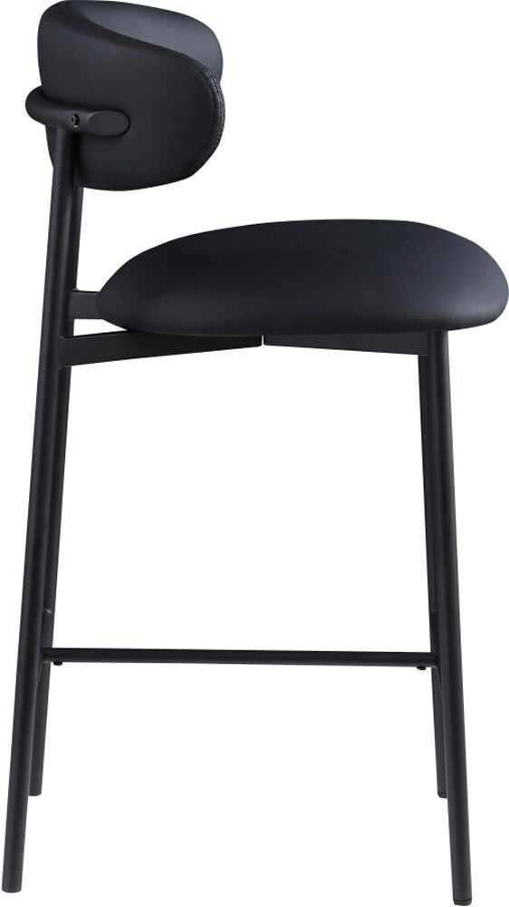 Meridian Furniture - Lupita Black Vegan Leather Counter Stool (Set of 2) - 996Black-C veiw 3