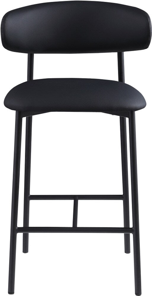 Meridian Furniture - Lupita Black Vegan Leather Counter Stool (Set of 2) - 996Black-C veiw 4