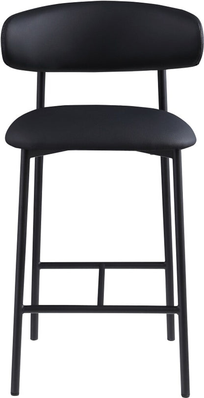 Meridian Furniture - Lupita Black Vegan Leather Counter Stool (Set of 2) - 996Black-C veiw 4