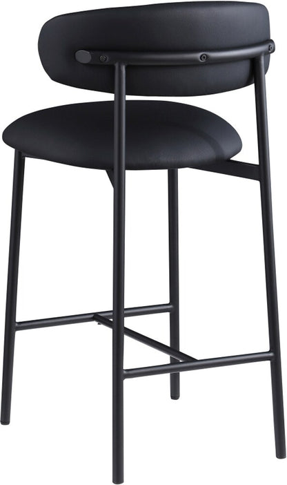 Meridian Furniture - Lupita Black Vegan Leather Counter Stool (Set of 2) - 996Black-C veiw 5