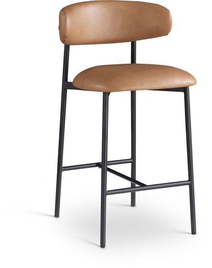 Meridian Furniture - Lupita Cognac Vegan Leather Counter Stool (Set of 2) - 996Cognac-C veiw 1