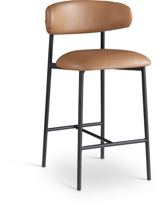 Meridian Furniture - Lupita Cognac Vegan Leather Counter Stool (Set of 2) - 996Cognac-C veiw 1