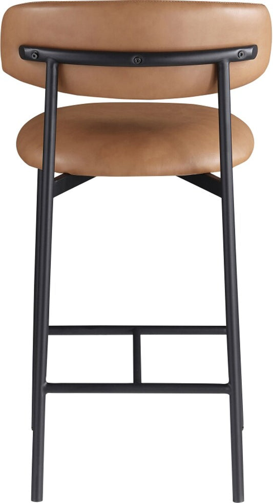 Meridian Furniture - Lupita Cognac Vegan Leather Counter Stool (Set of 2) - 996Cognac-C veiw 2