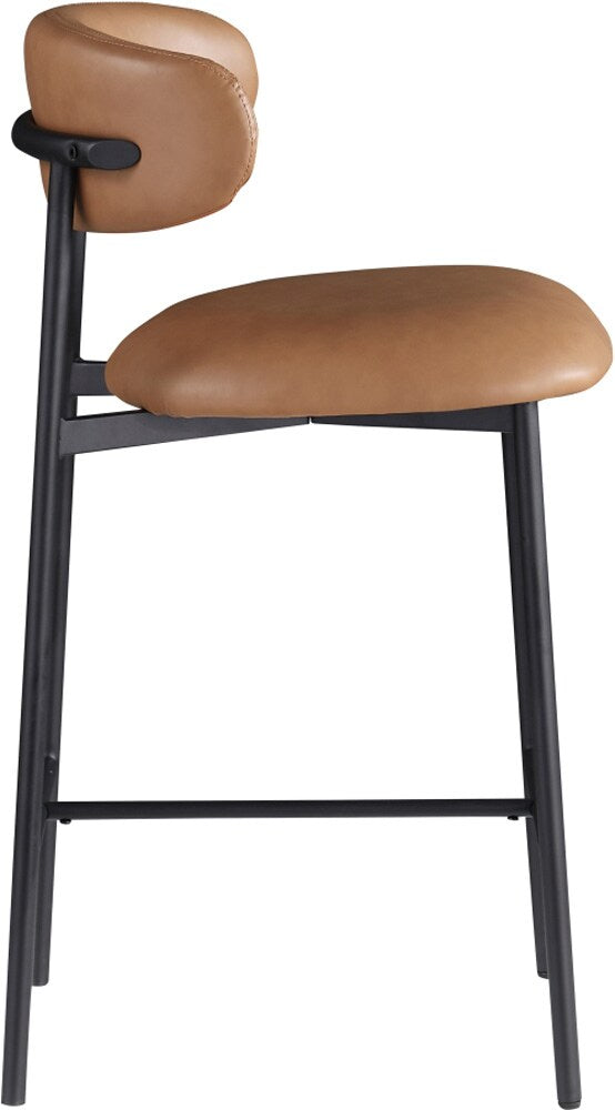 Meridian Furniture - Lupita Cognac Vegan Leather Counter Stool (Set of 2) - 996Cognac-C veiw 3