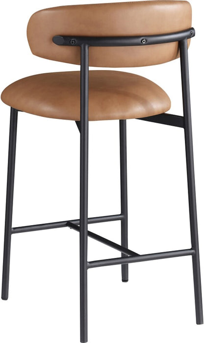 Meridian Furniture - Lupita Cognac Vegan Leather Counter Stool (Set of 2) - 996Cognac-C veiw 4