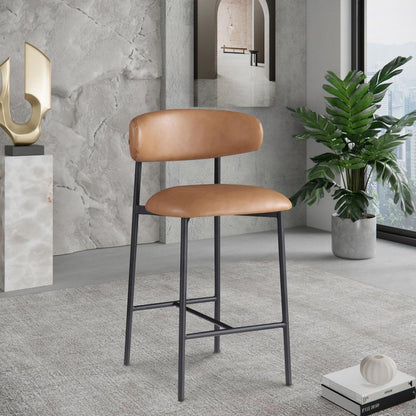 Meridian Furniture - Lupita Cognac Vegan Leather Counter Stool (Set of 2) - 996Cognac-C veiw 5